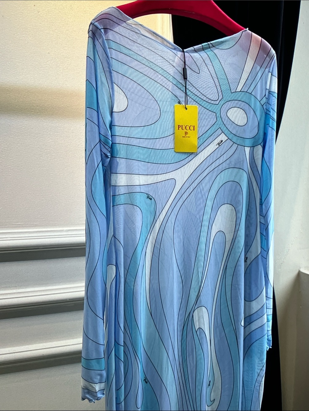 Emilio Pucci Light Blue & White Marble-Print Maxi Dress - Picture 4 of 8